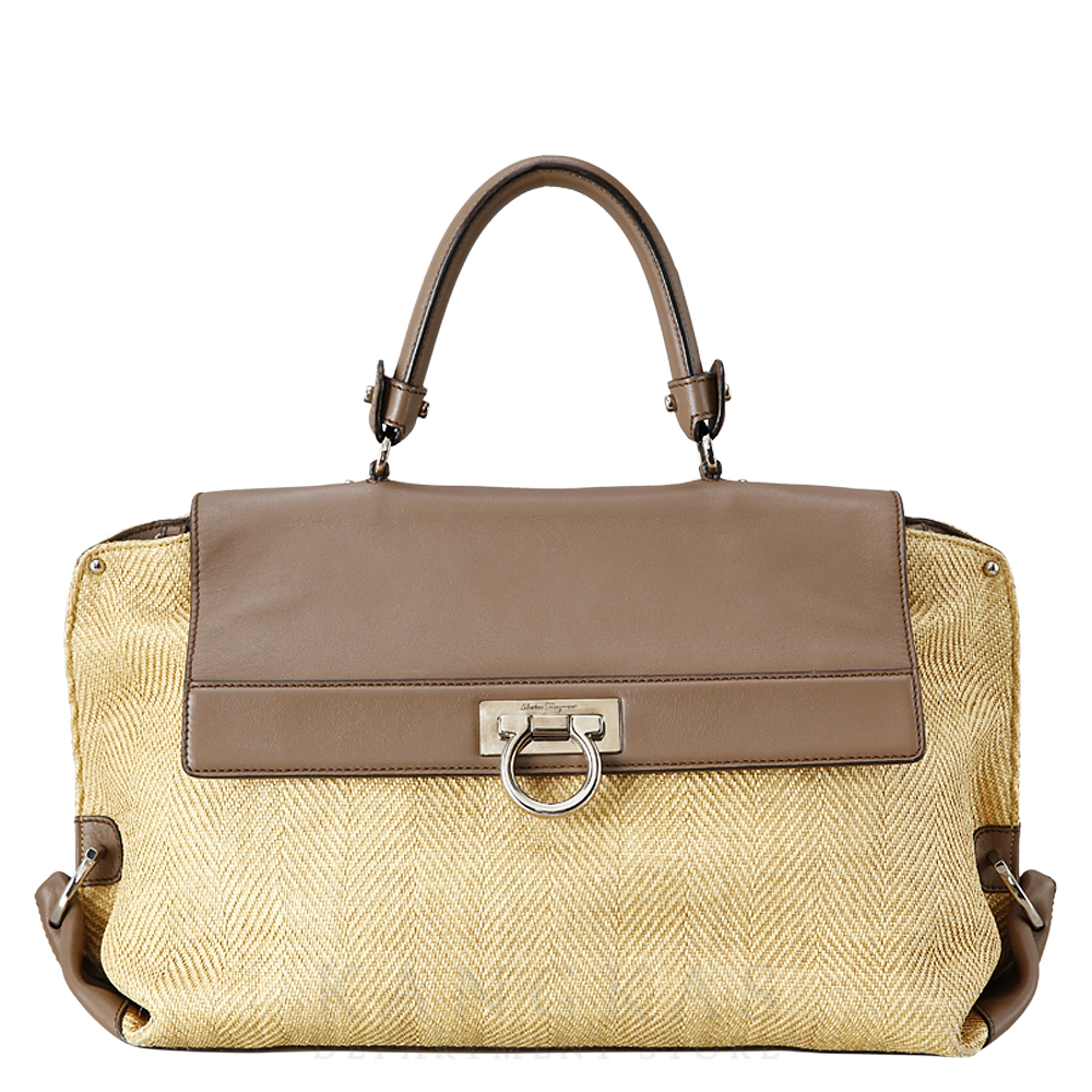 FERRAGAMO(USED)페레가모 간치니 라탄 플랩 토트겸 숄더백